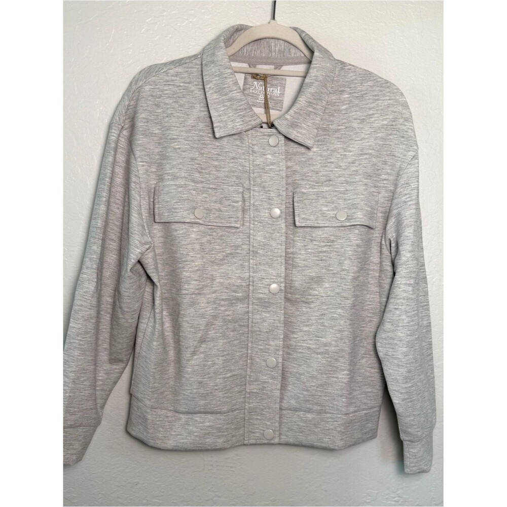 NWT Natural Reflections Women's XS Light Gray Snap and Zip Utility Jacket